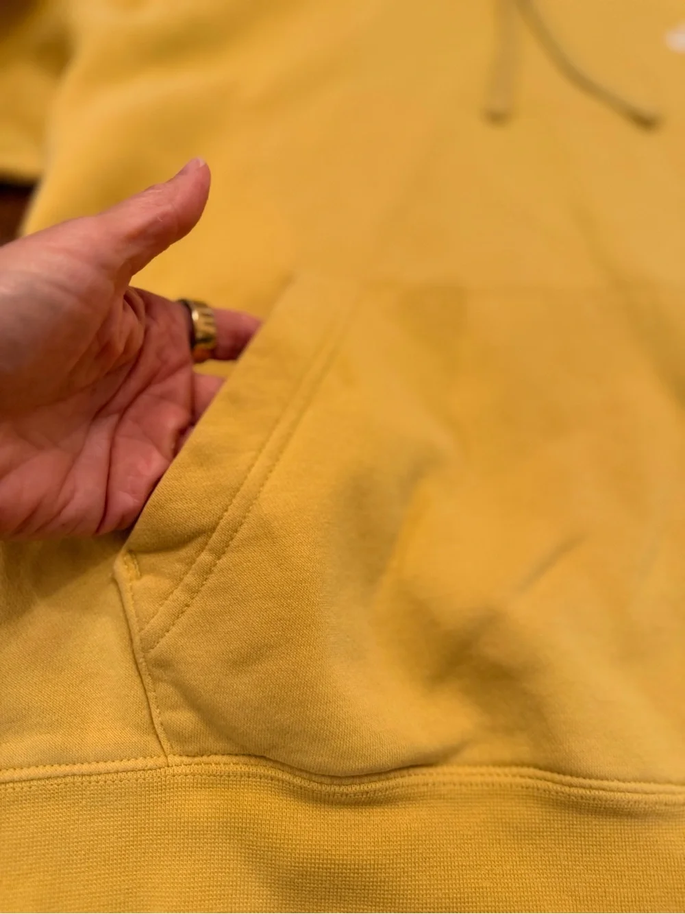 Nike Mustard Yellow Pullover Hoodie with White Swoosh